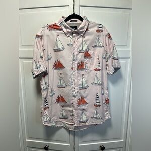 Artistry In Motion Yacht Club Woven Shirt Short Sleeve Size Large Slim Fit